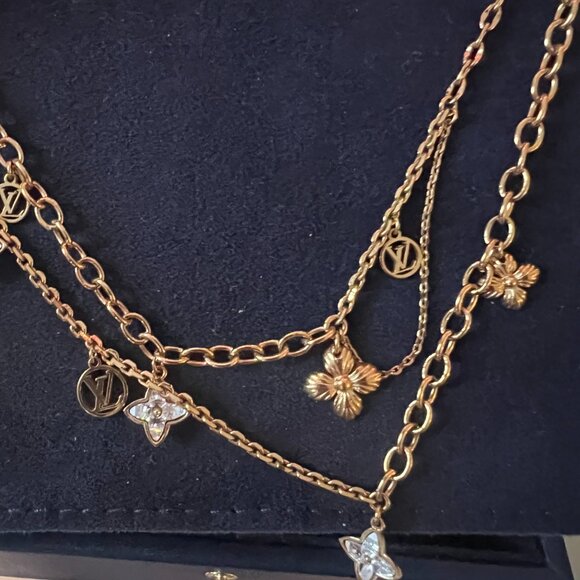 Authentic Louis Vuitton Blooming Strass Choker Layered Charm Necklace - Picture 6 of 11